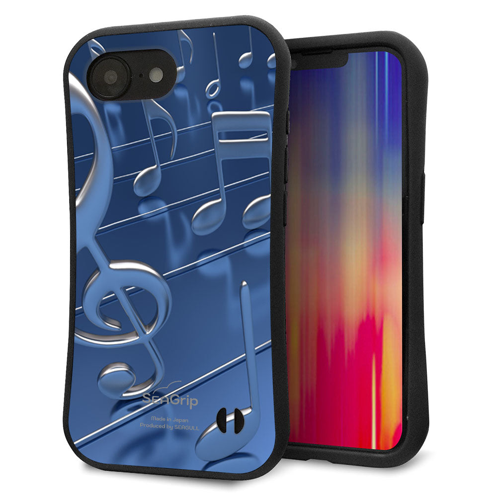 iPhone16e スマホケース 「SEA Grip」 グリップケース Sライン 【286 3D 音符】 UV印刷