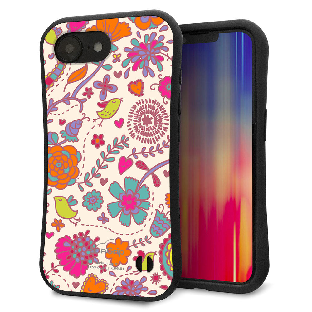 iPhone16e スマホケース 「SEA Grip」 グリップケース Sライン 【323 小鳥と花】 UV印刷