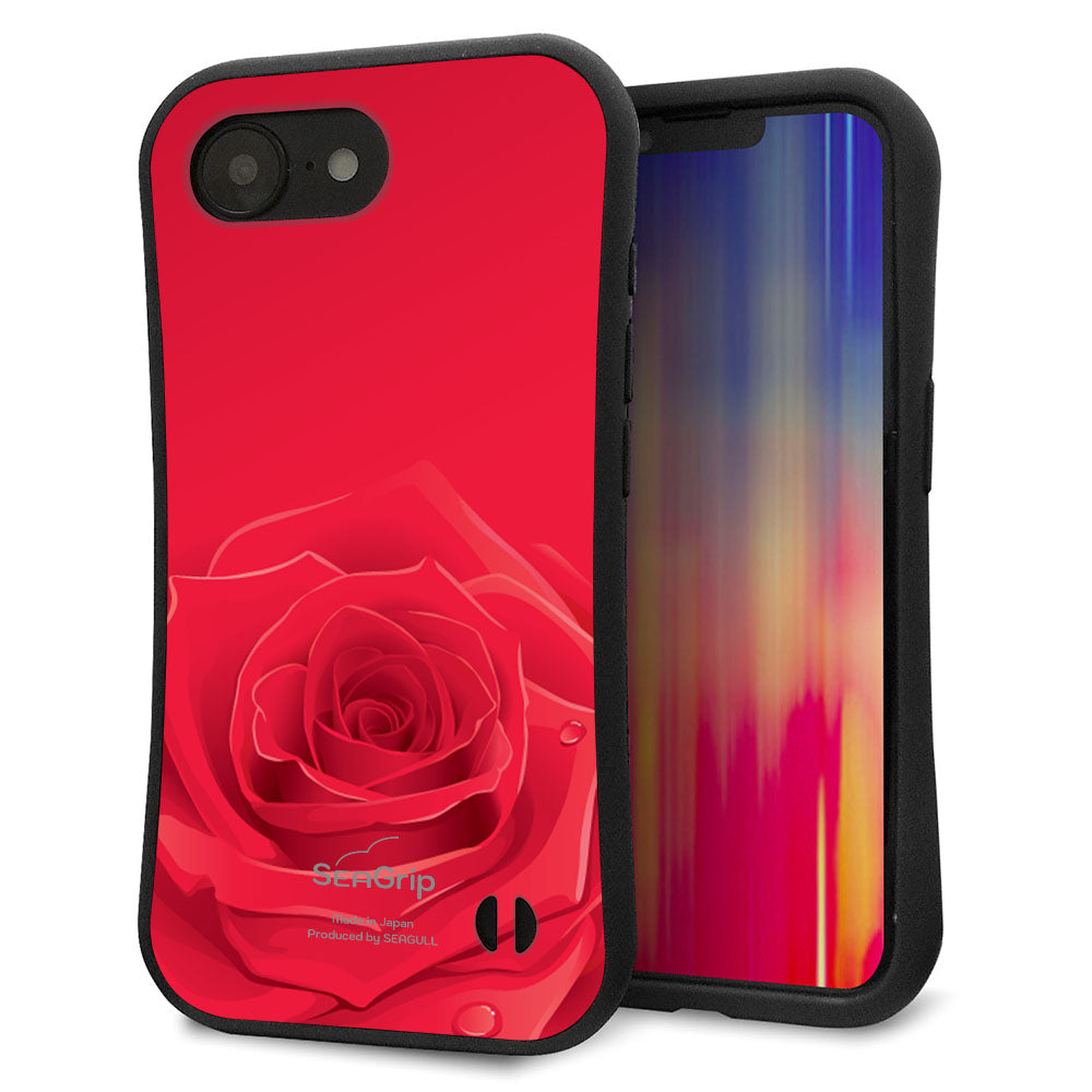 iPhone16e スマホケース 「SEA Grip」 グリップケース Sライン 【395 赤いバラ】 UV印刷