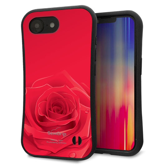 iPhone16e スマホケース 「SEA Grip」 グリップケース Sライン 【395 赤いバラ】 UV印刷