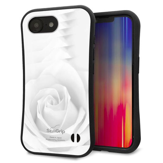 iPhone16e スマホケース 「SEA Grip」 グリップケース Sライン 【402 ホワイトRose】 UV印刷