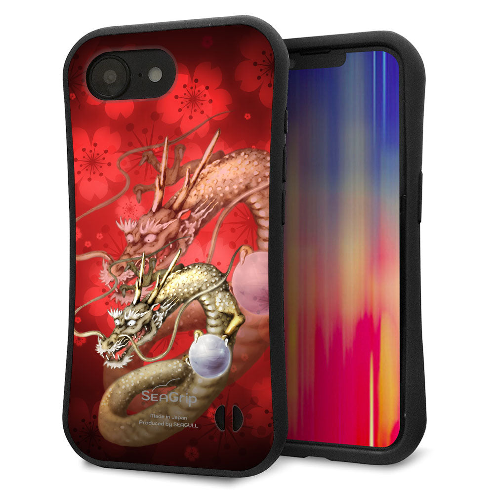 iPhone16e スマホケース 「SEA Grip」 グリップケース Sライン 【1004 桜と龍】 UV印刷