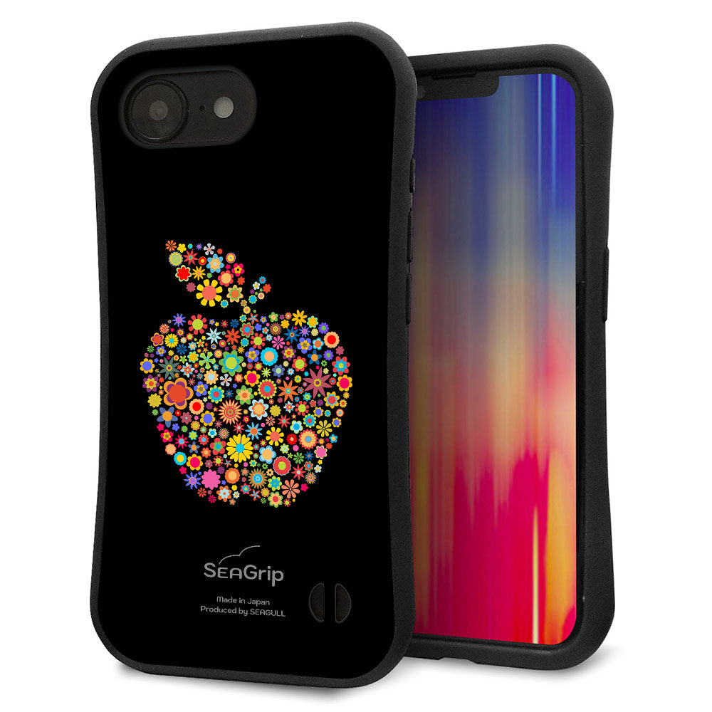 iPhone16e スマホケース 「SEA Grip」 グリップケース Sライン 【1195 カラフルアップル】 UV印刷