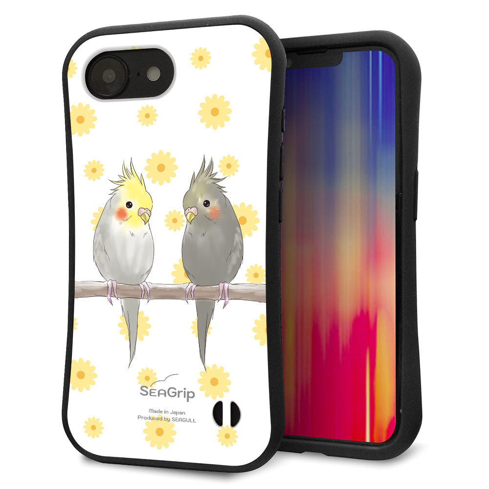 iPhone16e スマホケース 「SEA Grip」 グリップケース Sライン 【HA274 オカメインコ 花】 UV印刷