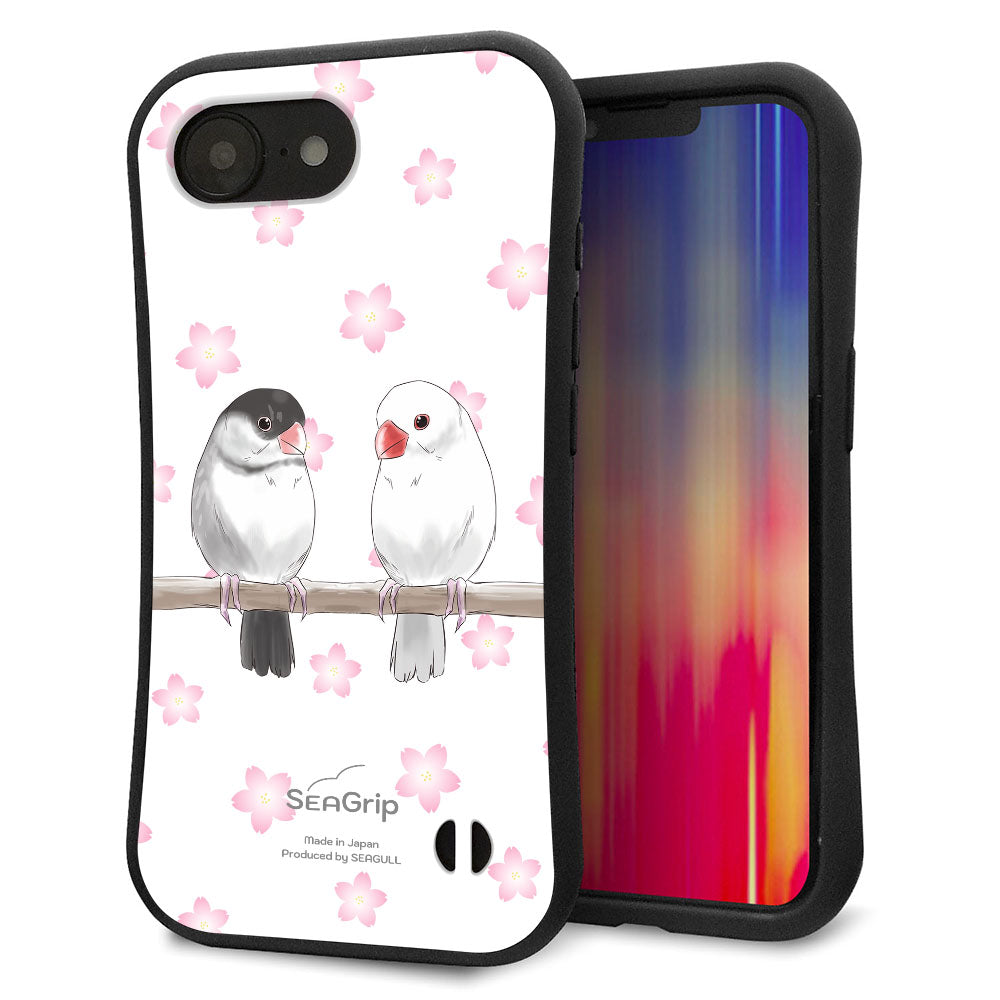 iPhone16e スマホケース 「SEA Grip」 グリップケース Sライン 【HA275 文鳥 桜】 UV印刷