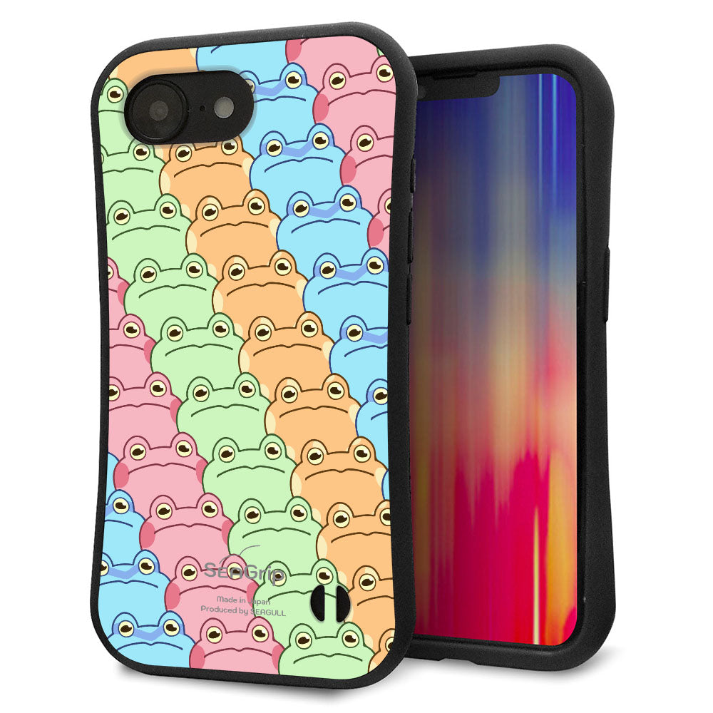iPhone16e スマホケース 「SEA Grip」 グリップケース Sライン 【HA279 カエル柄】 UV印刷