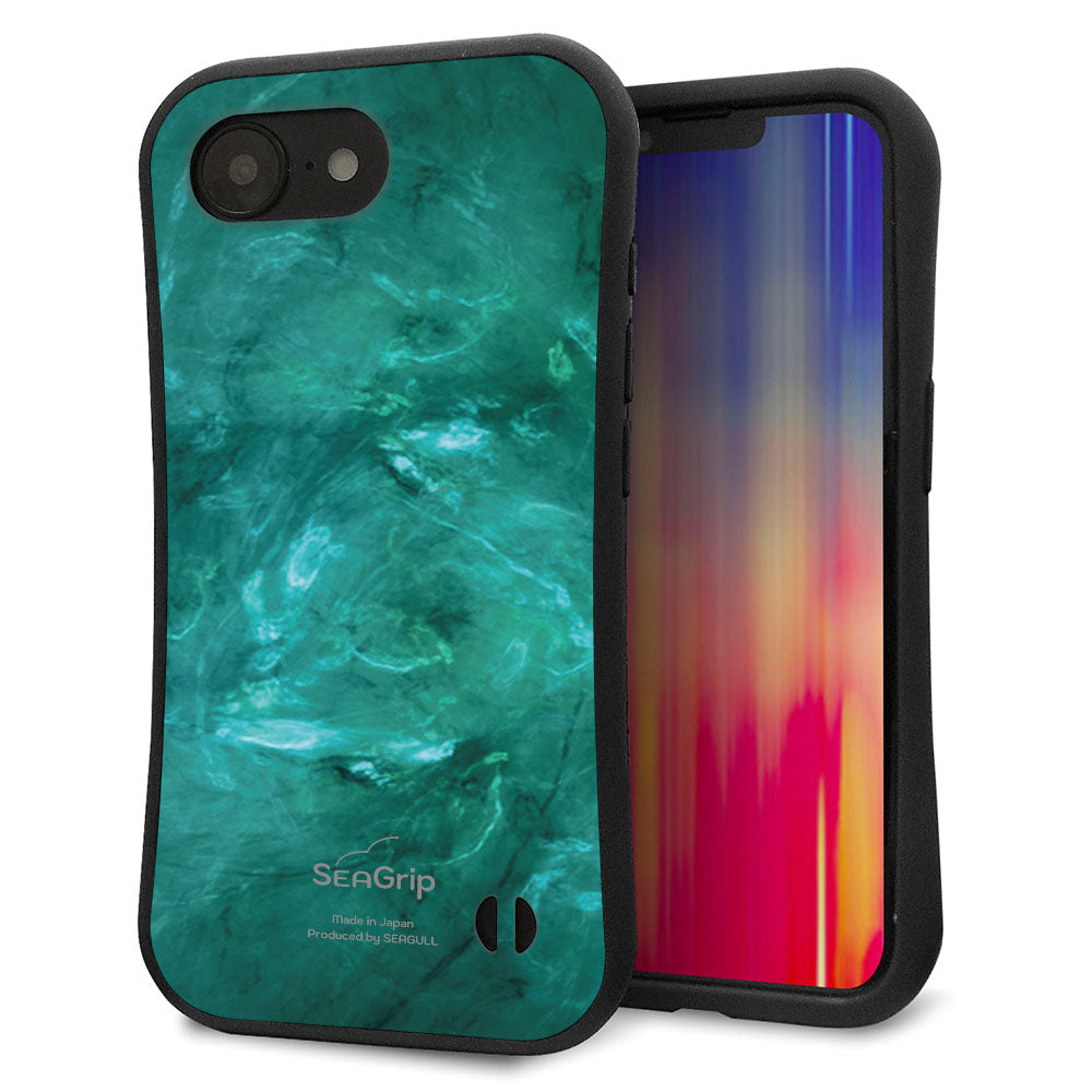 iPhone16e スマホケース 「SEA Grip」 グリップケース Sライン 【KM869 大理石GR】 UV印刷
