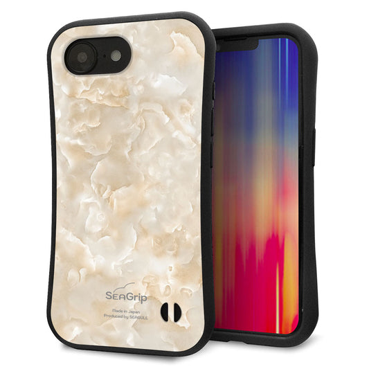 iPhone16e スマホケース 「SEA Grip」 グリップケース Sライン 【KM872 大理石パール】 UV印刷
