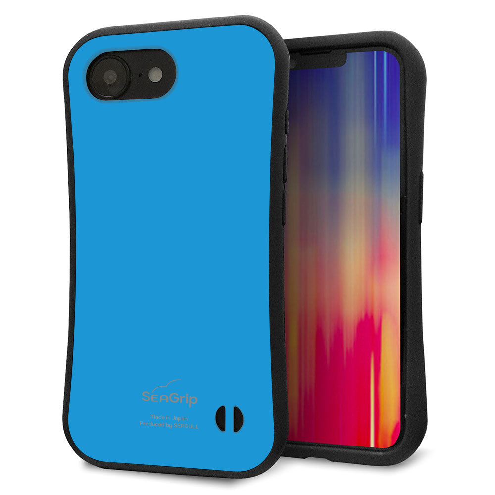 iPhone16e スマホケース 「SEA Grip」 グリップケース Sライン 【KM908 ポップカラー(スカイブルー)】 UV印刷