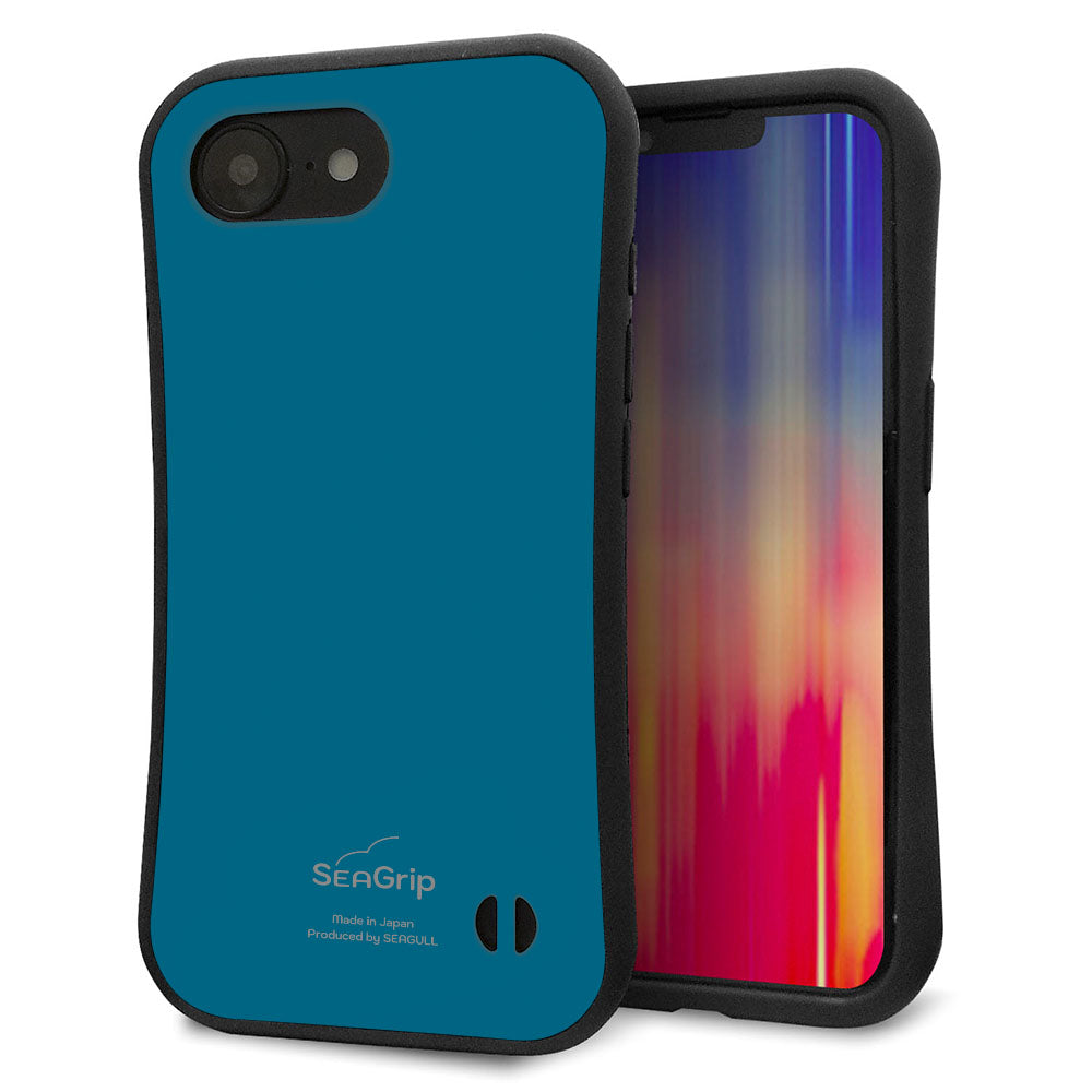 iPhone16e スマホケース 「SEA Grip」 グリップケース Sライン 【KM922 レトロカラー(ダークブルー)】 UV印刷