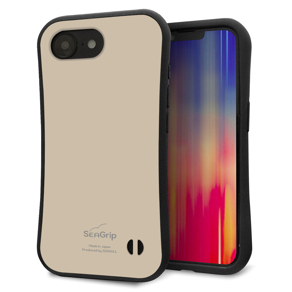 iPhone16e スマホケース 「SEA Grip」 グリップケース Sライン 【KM928 くすみカラー ベージュ】 UV印刷