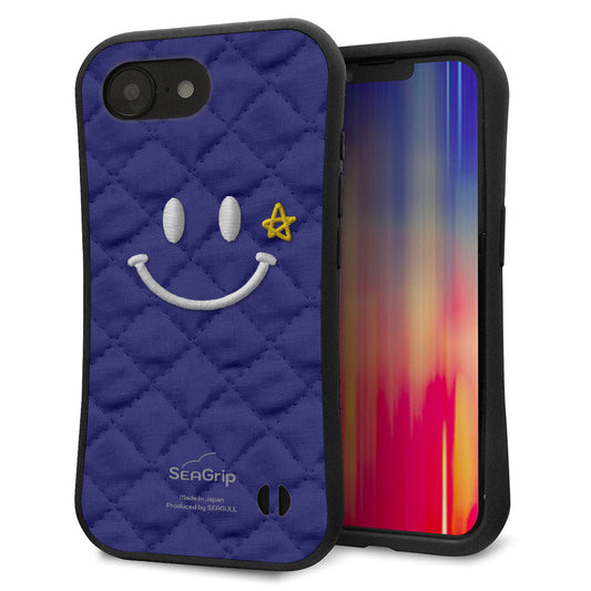 iPhone16e スマホケース 「SEA Grip」 グリップケース Sライン 【KM935 スマイル スター ブルー 】 UV印刷