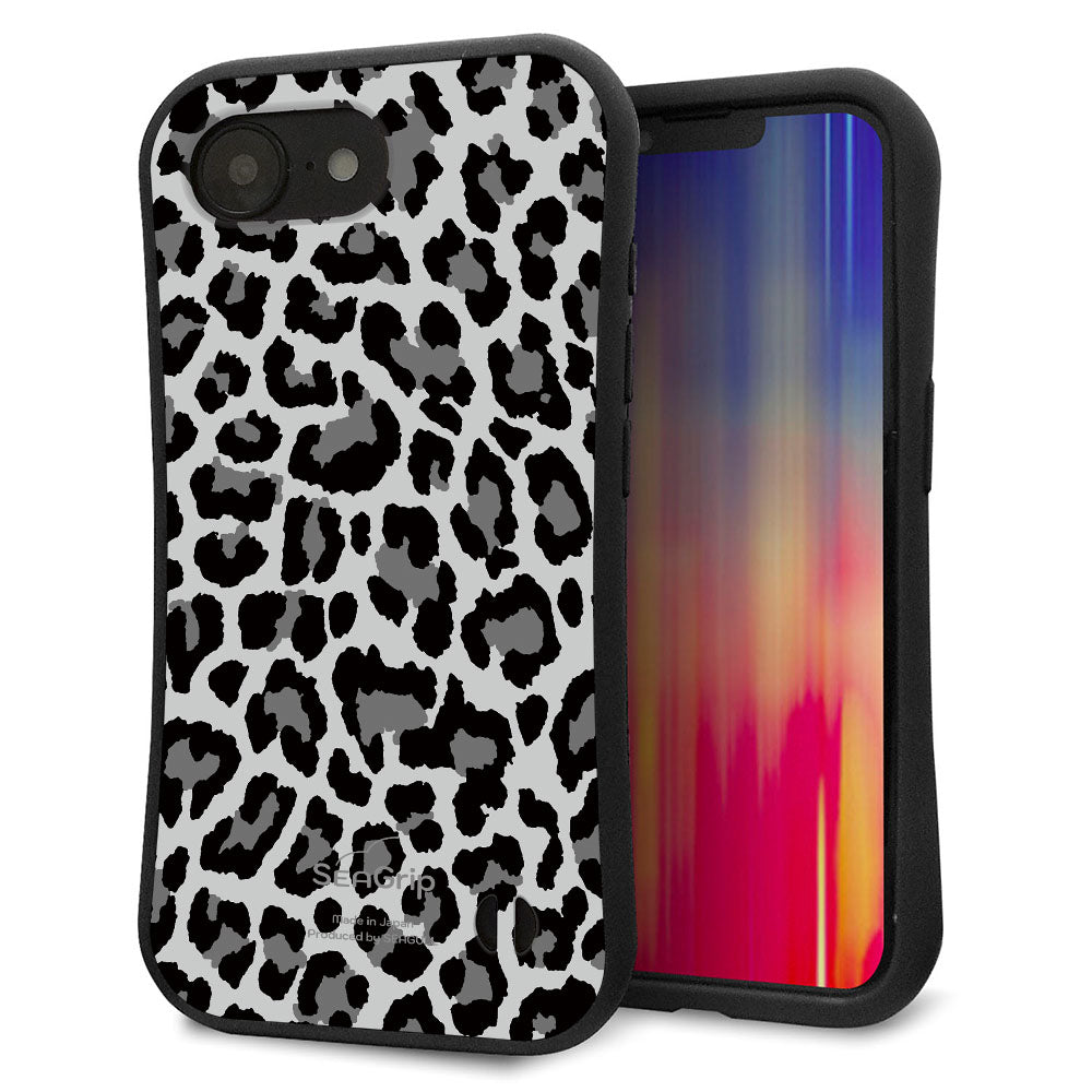 iPhone16e スマホケース 「SEA Grip」 グリップケース Sライン 【MA817 レオパード × グレー 】 UV印刷