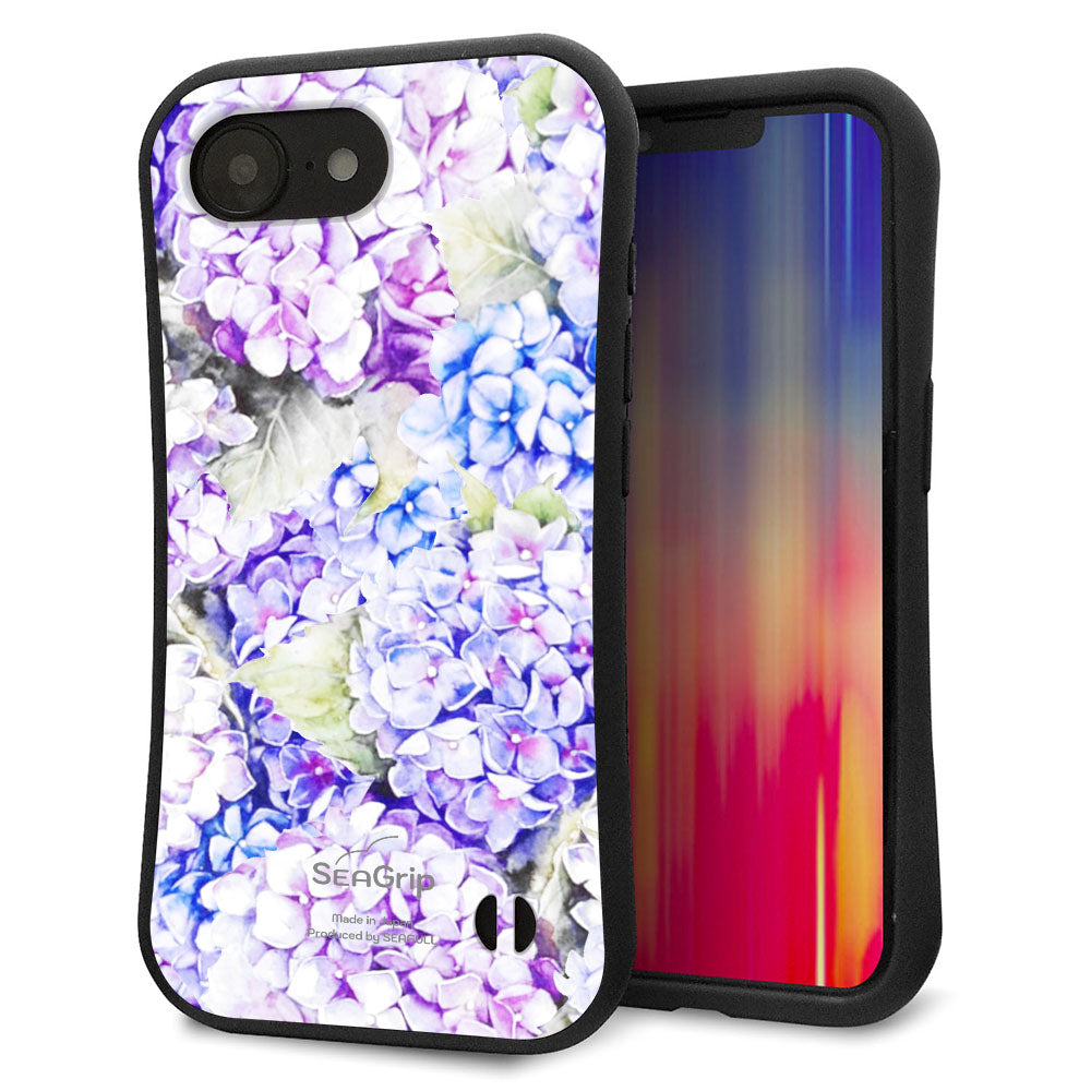 iPhone16e スマホケース 「SEA Grip」 グリップケース Sライン 【MA871 紫陽花】 UV印刷