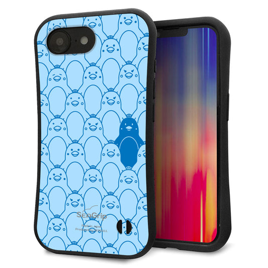 iPhone16e スマホケース 「SEA Grip」 グリップケース Sライン 【MA917 パターン ペンギン】 UV印刷