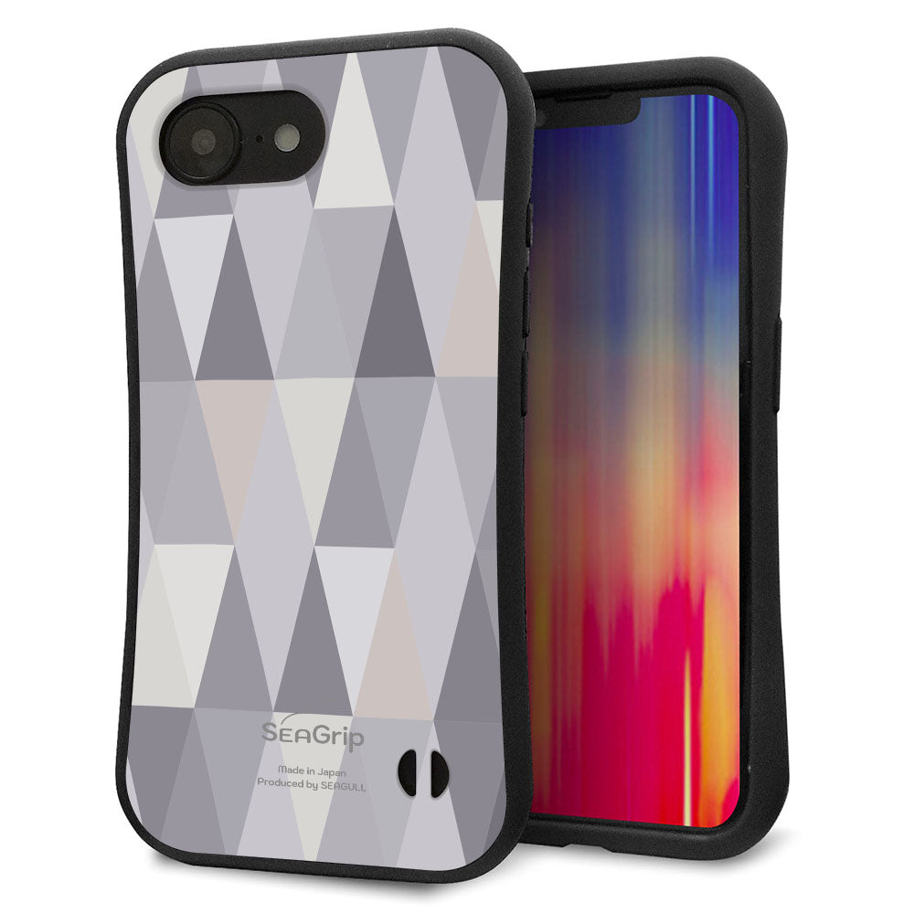 iPhone16e スマホケース 「SEA Grip」 グリップケース Sライン 【MG801 くすみブルー】 UV印刷