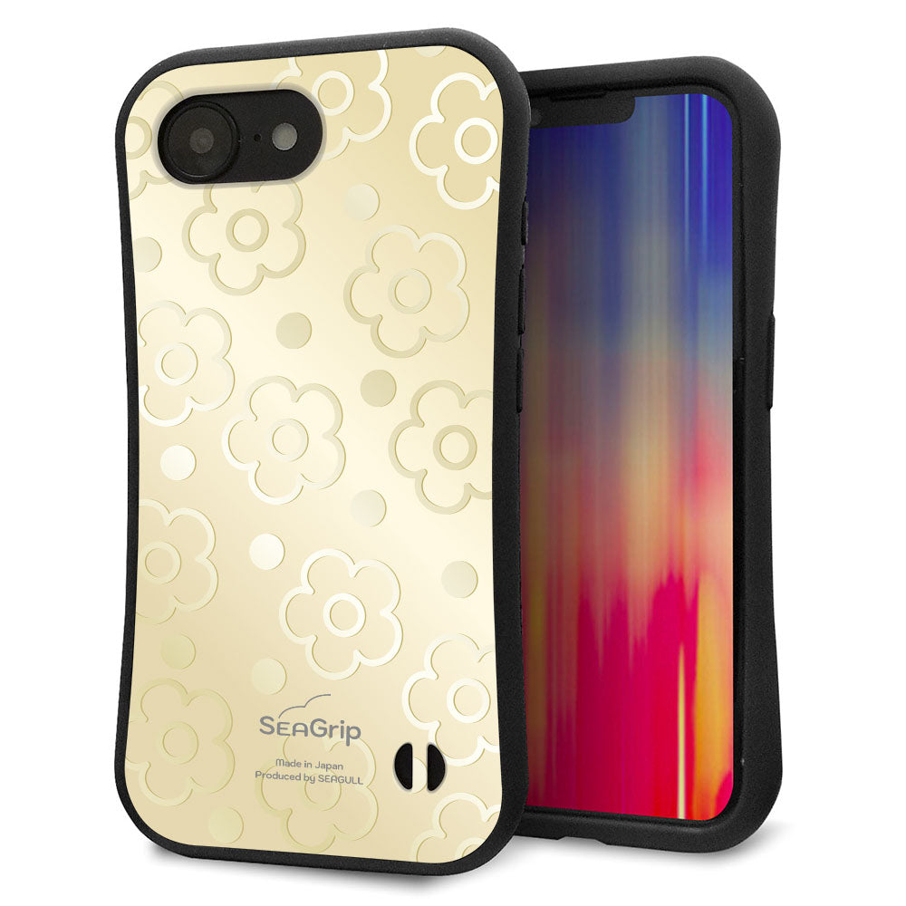 iPhone16e スマホケース 「SEA Grip」 グリップケース Sライン 【SC842 エンボス風デイジーシンプル(ベージュ)】 UV印刷