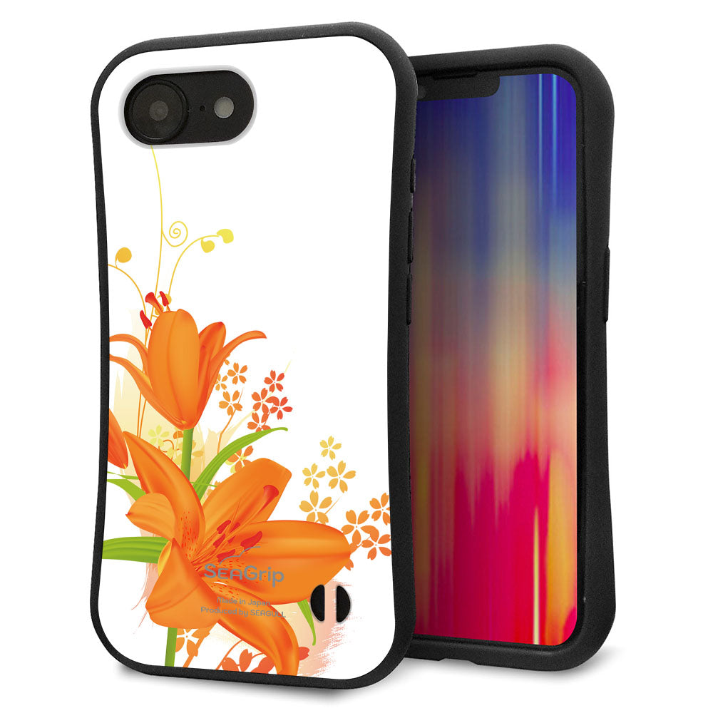 iPhone16e スマホケース 「SEA Grip」 グリップケース Sライン 【SC848 ユリ(オレンジ)】 UV印刷