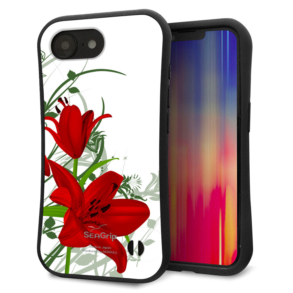iPhone16e スマホケース 「SEA Grip」 グリップケース Sライン 【SC850 ユリ(レッド)】 UV印刷