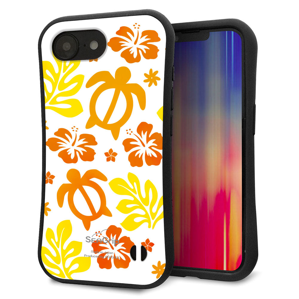 iPhone16e スマホケース 「SEA Grip」 グリップケース Sライン 【SC877 ハワイアンアロハホヌ(イエロー)】 UV印刷