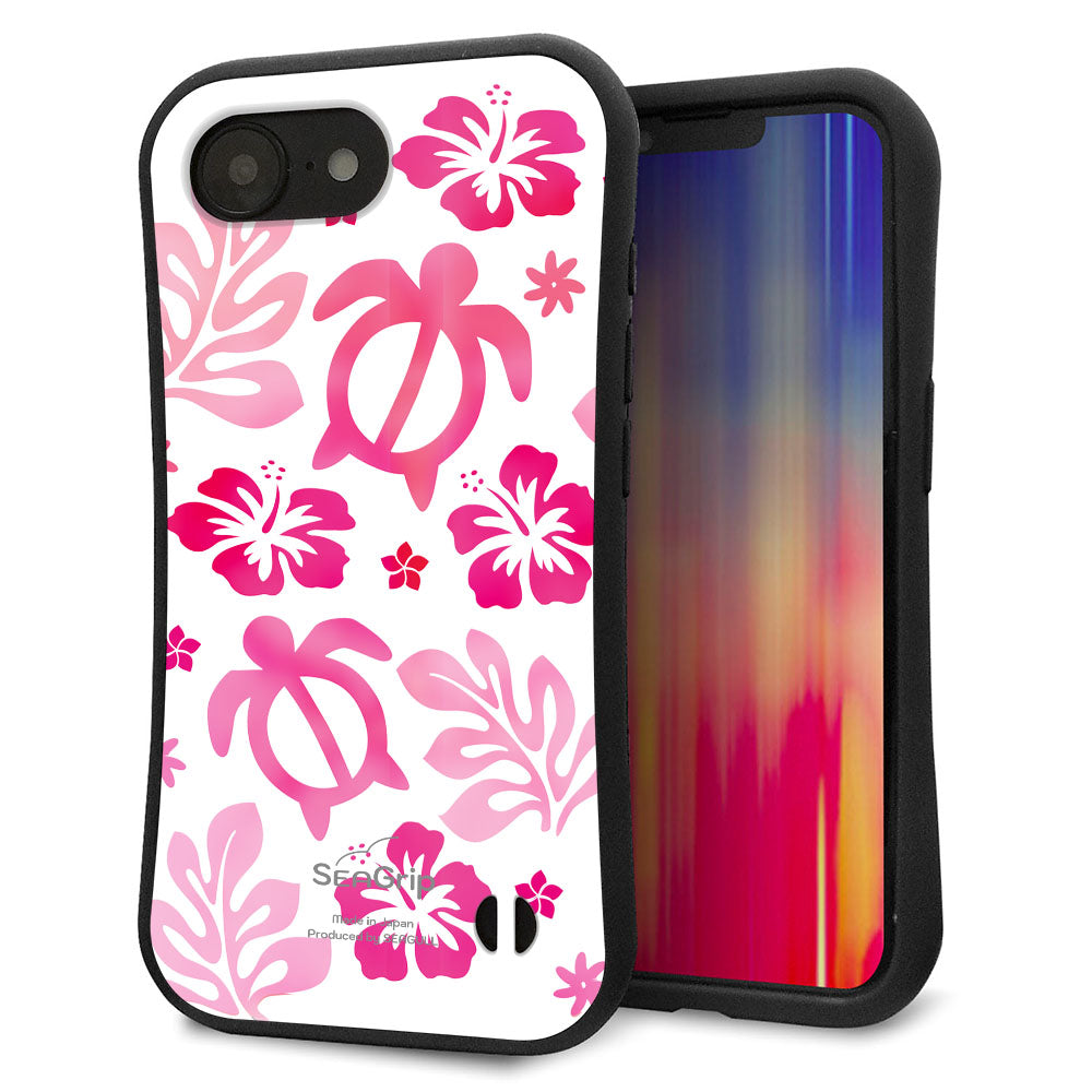iPhone16e スマホケース 「SEA Grip」 グリップケース Sライン 【SC879 ハワイアンアロハホヌ(ピンク)】 UV印刷