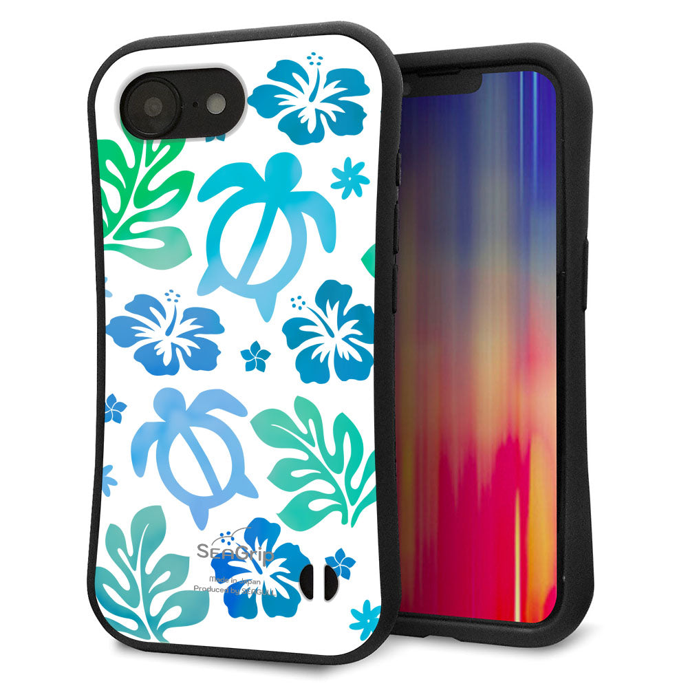 iPhone16e スマホケース 「SEA Grip」 グリップケース Sライン 【SC880 ハワイアンアロハホヌ(ブルー)】 UV印刷