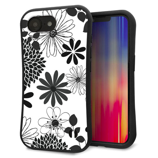 iPhone16e スマホケース 「SEA Grip」 グリップケース Sライン 【SC912 花柄モノトーン 01】 UV印刷