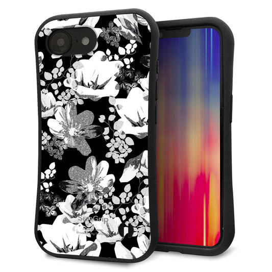 iPhone16e スマホケース 「SEA Grip」 グリップケース Sライン 【SC913 花柄モノトーン 02】 UV印刷