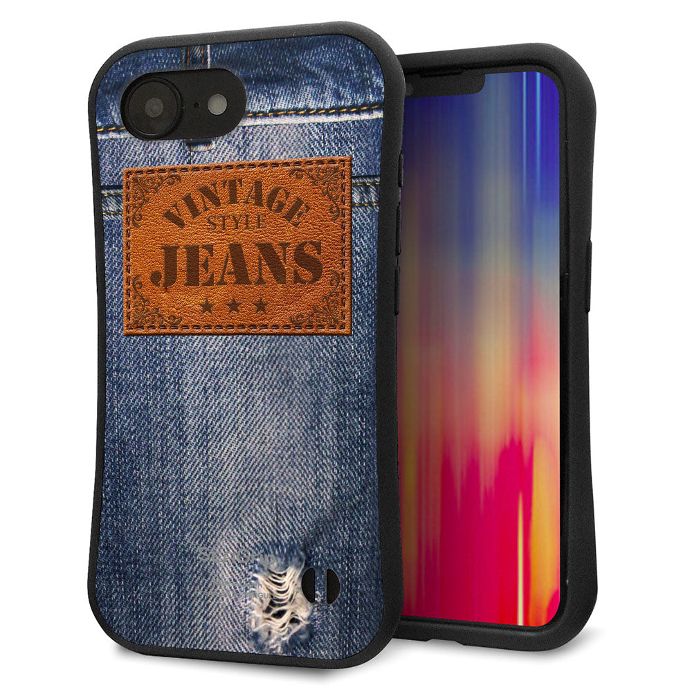 iPhone16e スマホケース 「SEA Grip」 グリップケース Sライン 【SC921 ダメージデニム レザータグ】 UV印刷