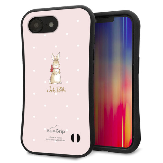 iPhone16e スマホケース 「SEA Grip」 グリップケース Sライン 【SC966 Lady Rabbit ベージュピンクhp】 UV印刷