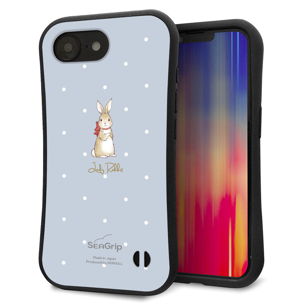 iPhone16e スマホケース 「SEA Grip」 グリップケース Sライン 【SC967 Lady Rabbit ブルーグレイ ガラプリhp】 UV印刷