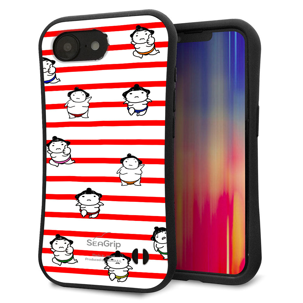 iPhone16e スマホケース 「SEA Grip」 グリップケース Sライン 【YK821 お相撲さん レッド】 UV印刷
