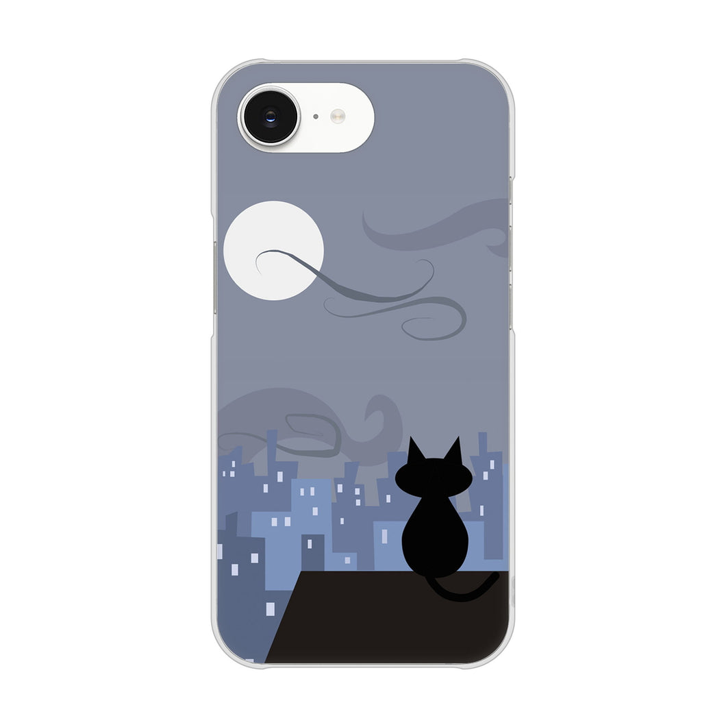 iPhone16e 高画質仕上げ 背面印刷 ハードケース夜とネコ