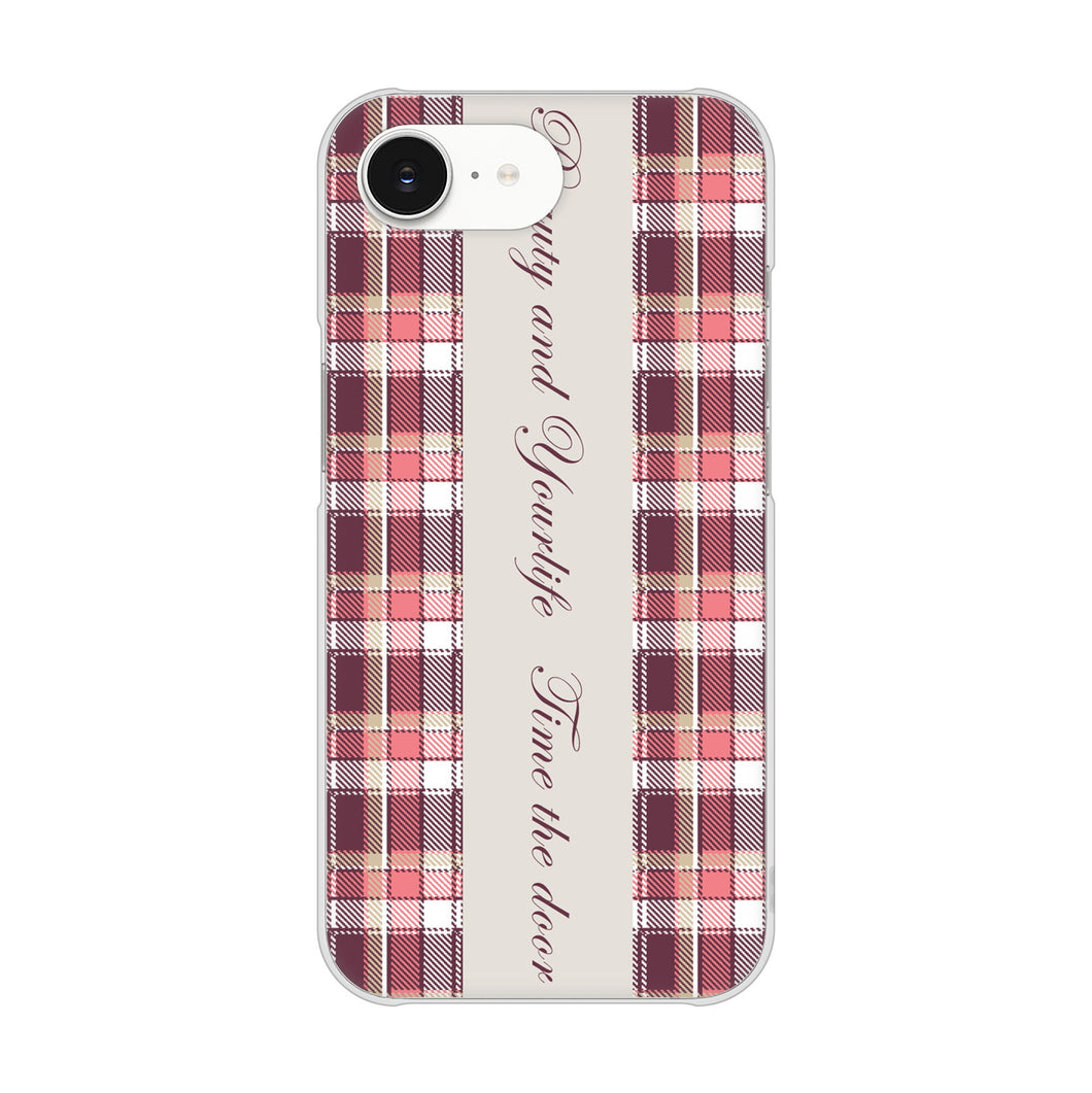 iPhone16e 高画質仕上げ 背面印刷 ハードケースピンクチェック