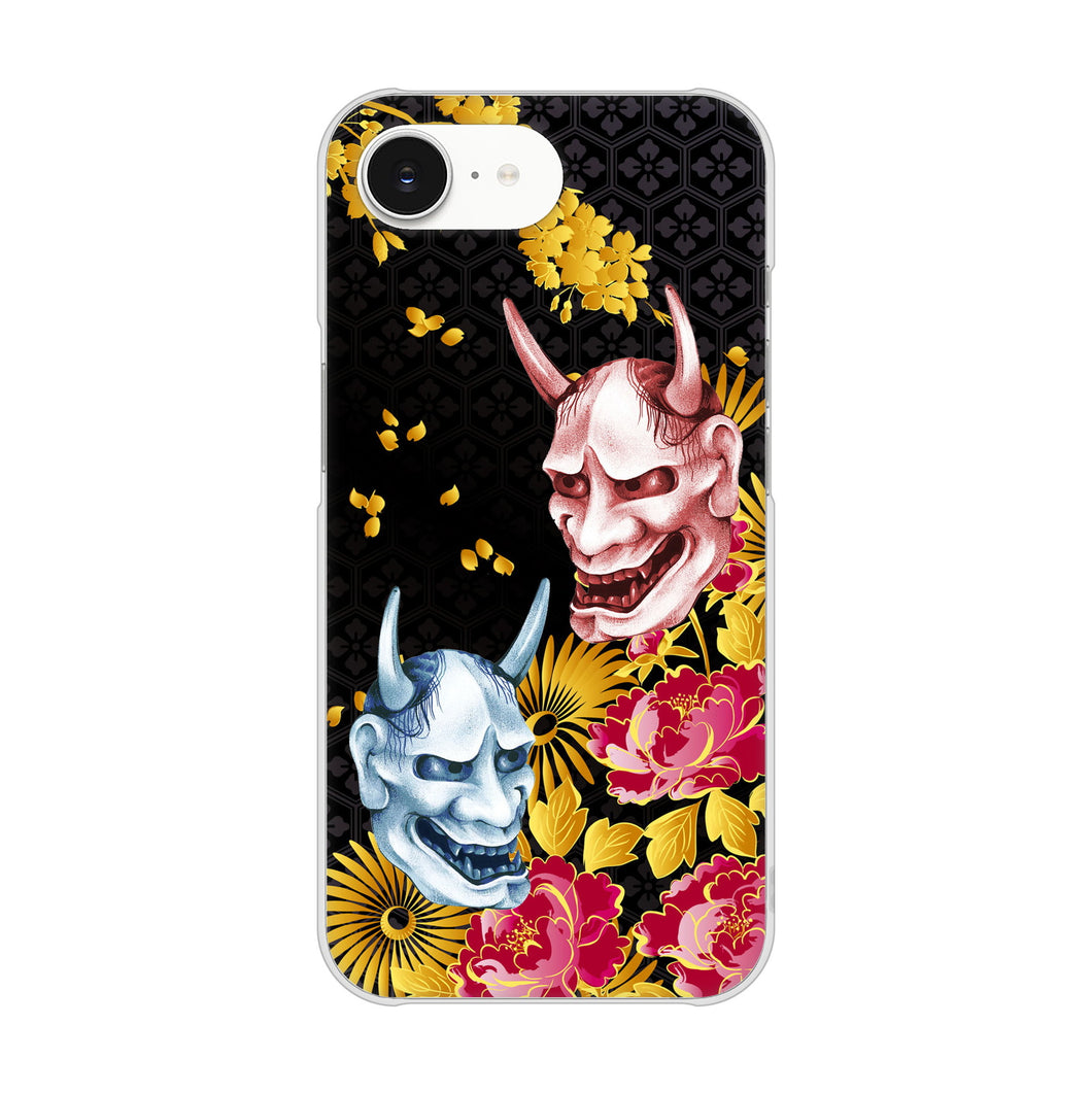 iPhone16e 高画質仕上げ 背面印刷 ハードケース 【1024 般若と牡丹2】