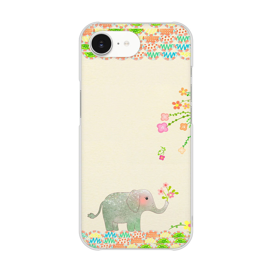 iPhone16e 高画質仕上げ 背面印刷 ハードケース 【1039 お散歩ゾウさん】