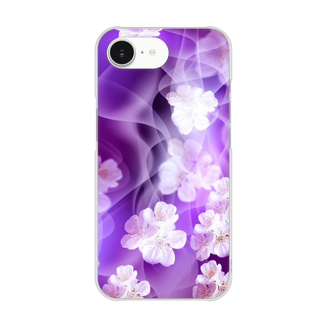 iPhone16e 高画質仕上げ 背面印刷 ハードケース 【1211 桜とパープルの風】