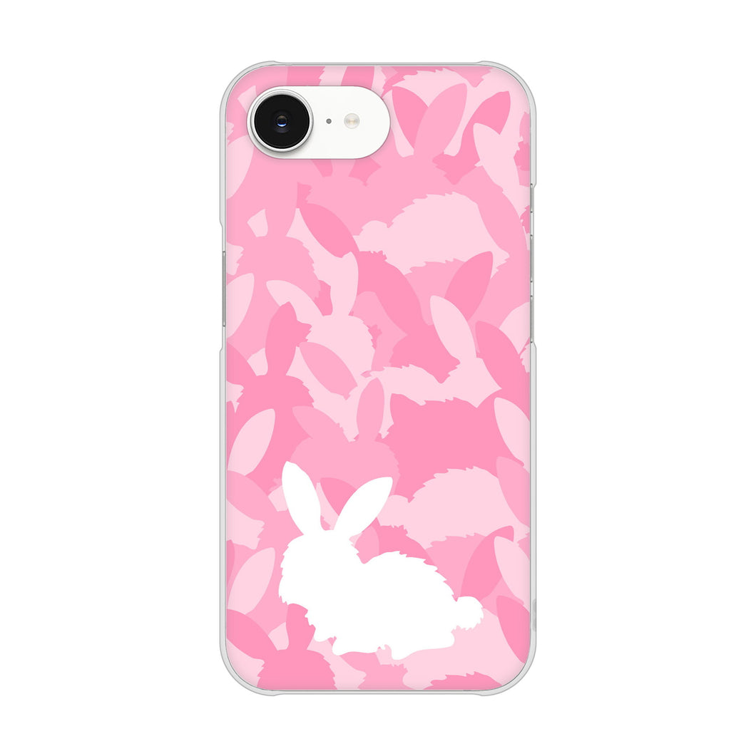 iPhone16e 高画質仕上げ 背面印刷 ハードケースむかいあぐる うさぎ迷彩風