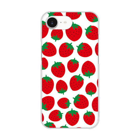 iPhone16e 高画質仕上げ 背面印刷 ハードケース小さいイチゴ模様
