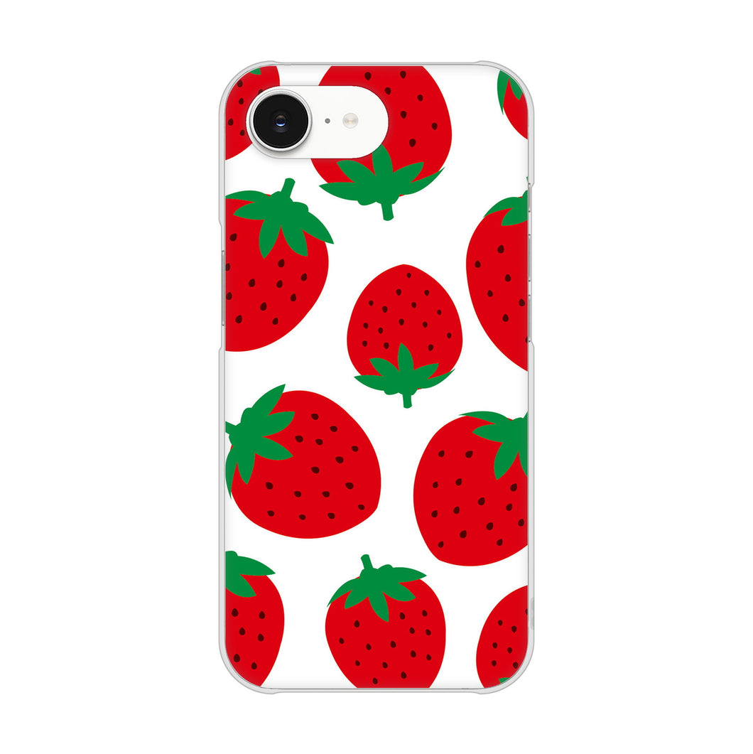 iPhone16e 高画質仕上げ 背面印刷 ハードケース大きいイチゴ模様