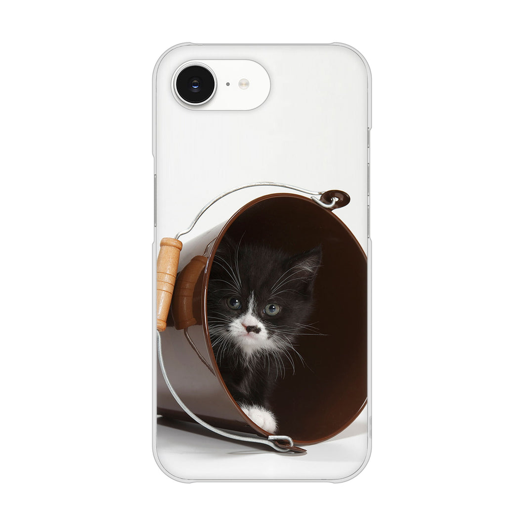 iPhone16e 高画質仕上げ 背面印刷 ハードケース 【VA800 ネコとバケツ】