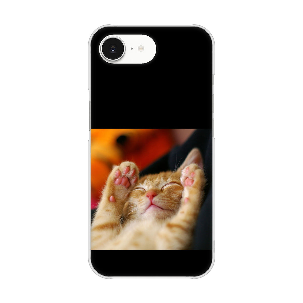 iPhone16e 高画質仕上げ 背面印刷 ハードケース 【VA804 爆睡するネコ】