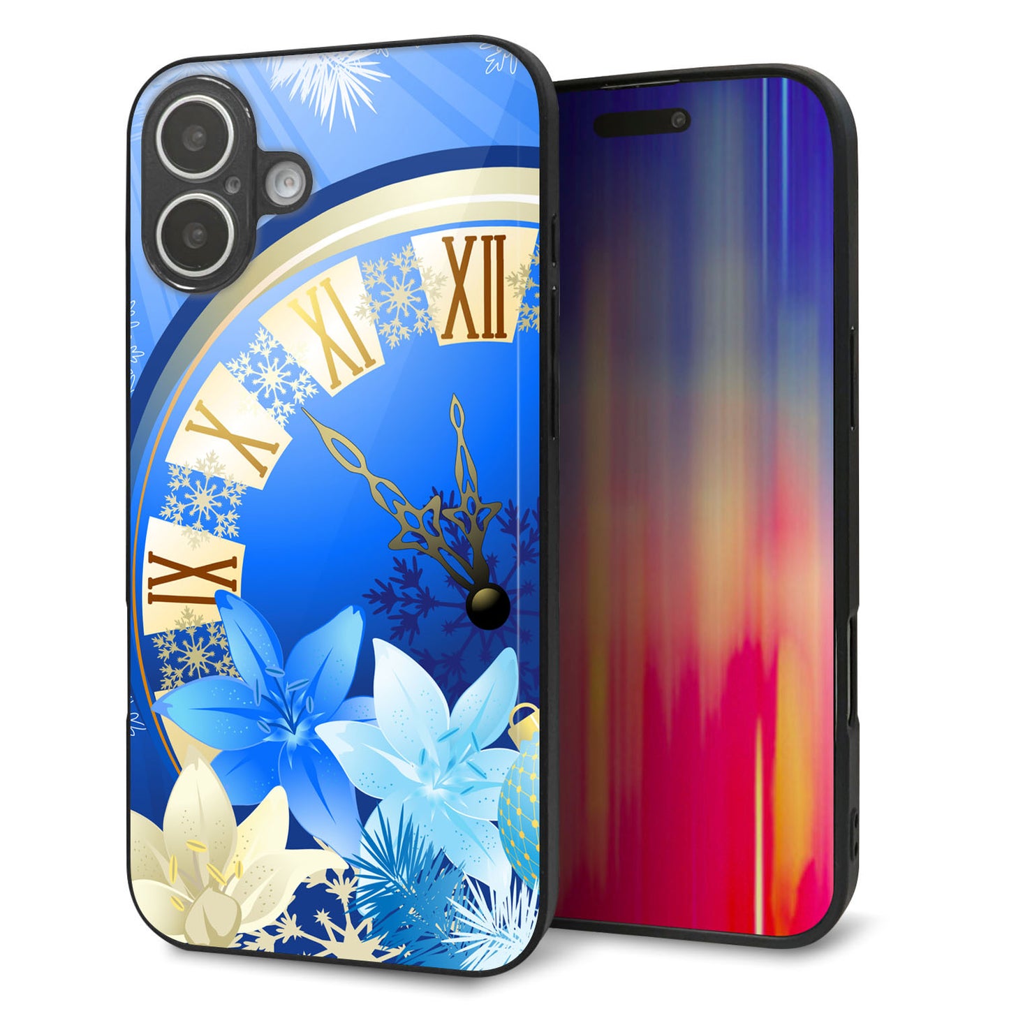 iPhone16 Plus 強化ガラス&TPUスマホケース ガラプリ【601 静寂なる青い時】