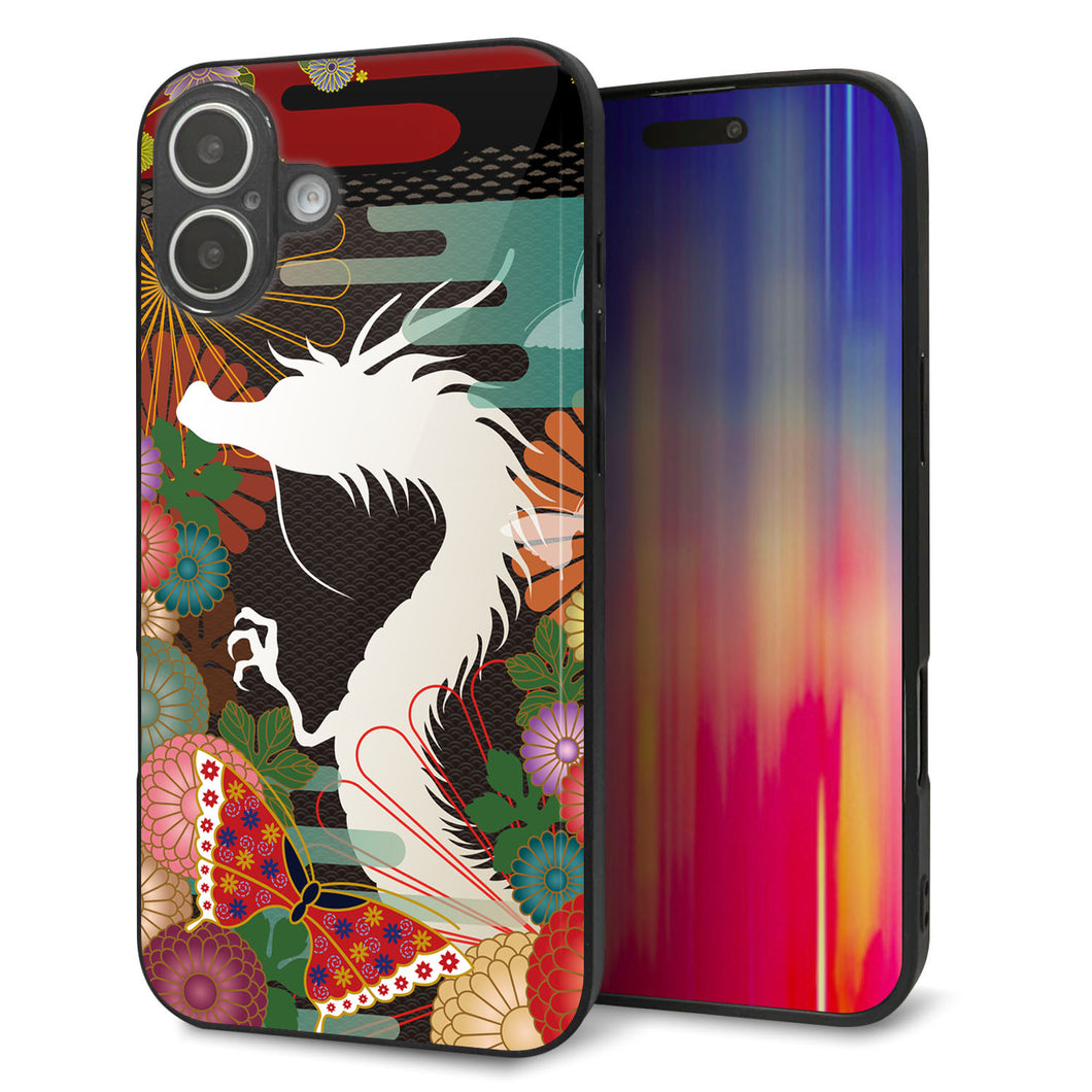 iPhone16 Plus 強化ガラス&TPUスマホケース ガラプリ【635 白龍】