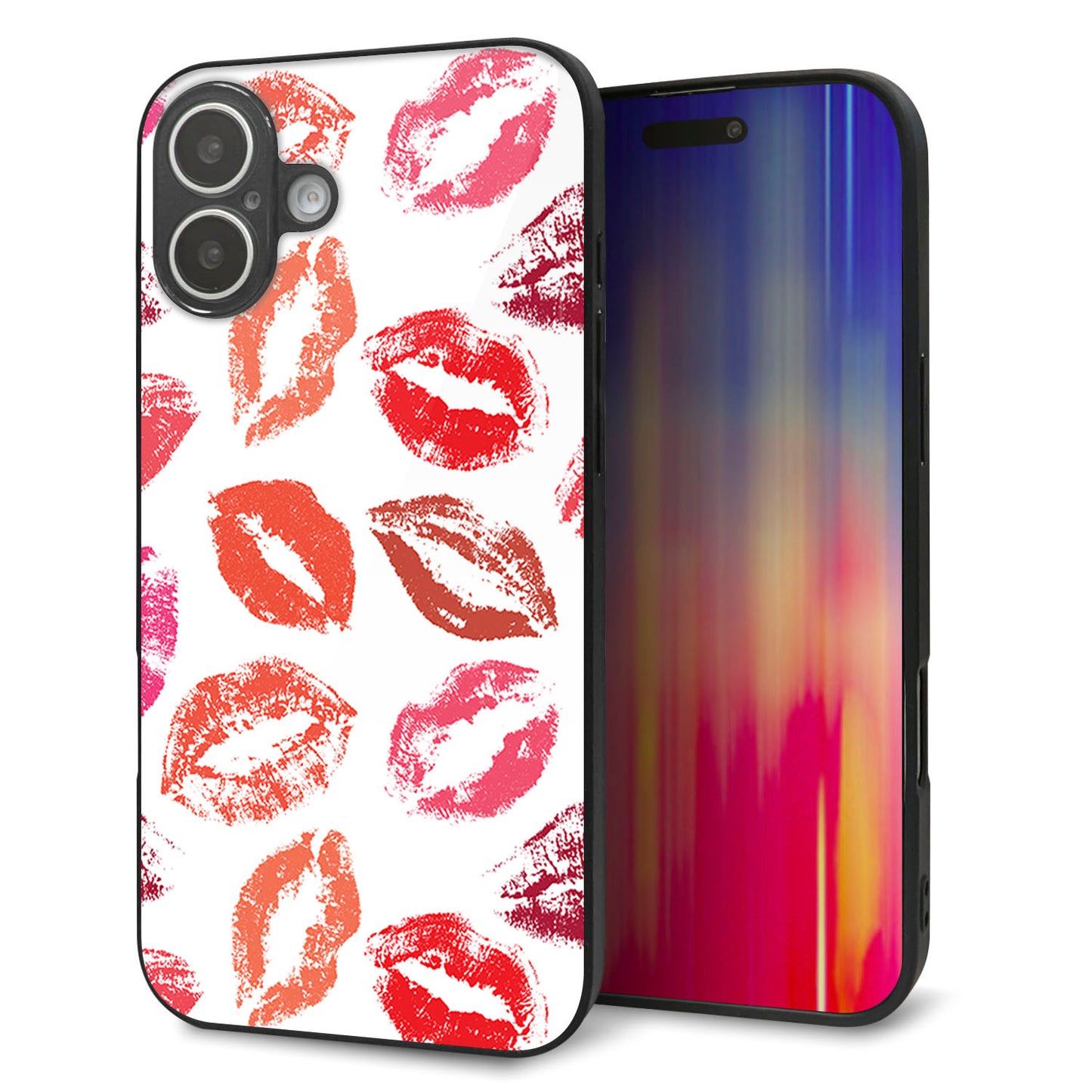 iPhone16 Plus 強化ガラス&TPUスマホケース ガラプリ【734 キスkissキス】