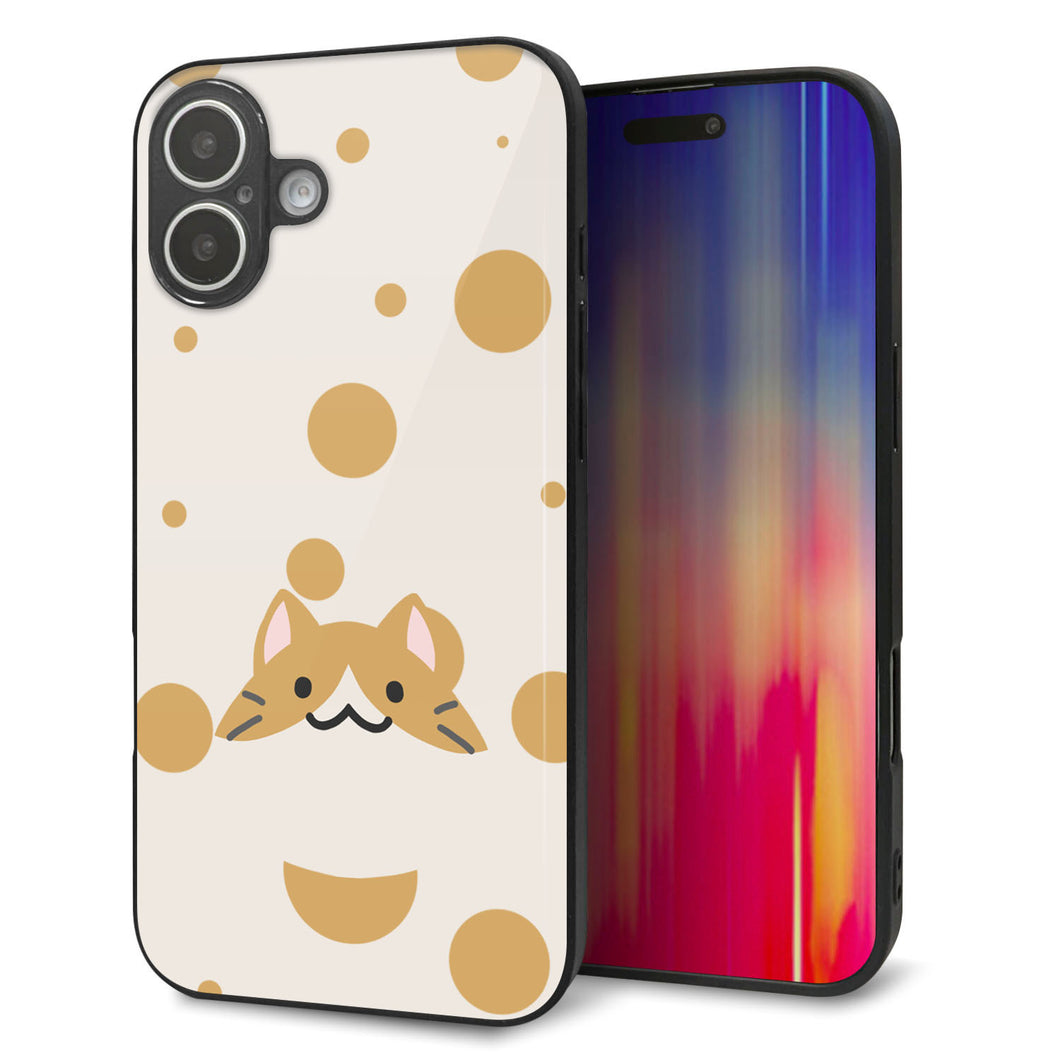 iPhone16 Plus 強化ガラス&TPUスマホケース ガラプリ【HA244 もちねこ ハチワレ】