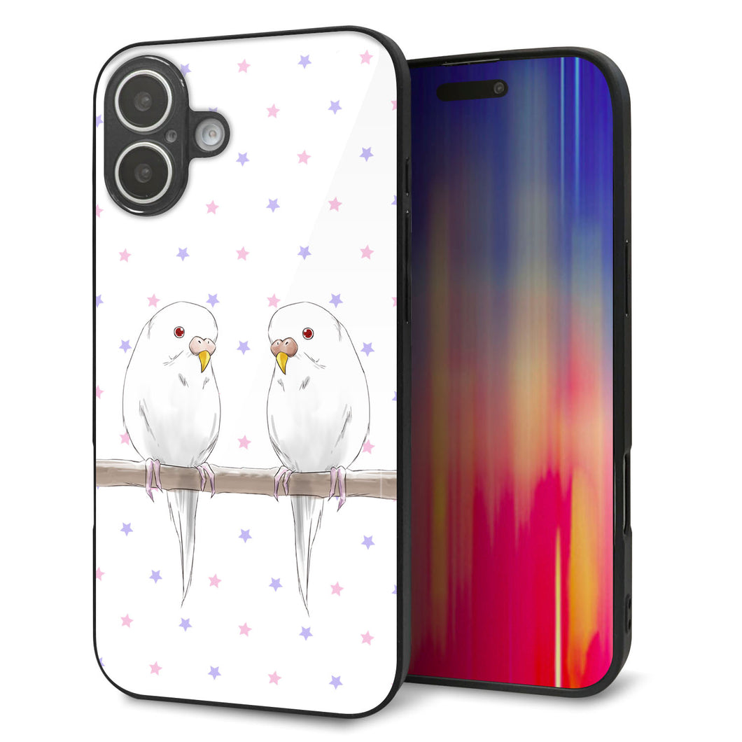 iPhone16 Plus 強化ガラス&TPUスマホケース ガラプリ【HA273 インコイノ スター】