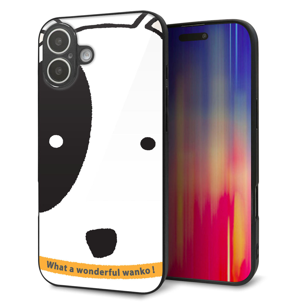 iPhone16 Plus 強化ガラス&TPUスマホケース ガラプリ【IA800 わんこ】