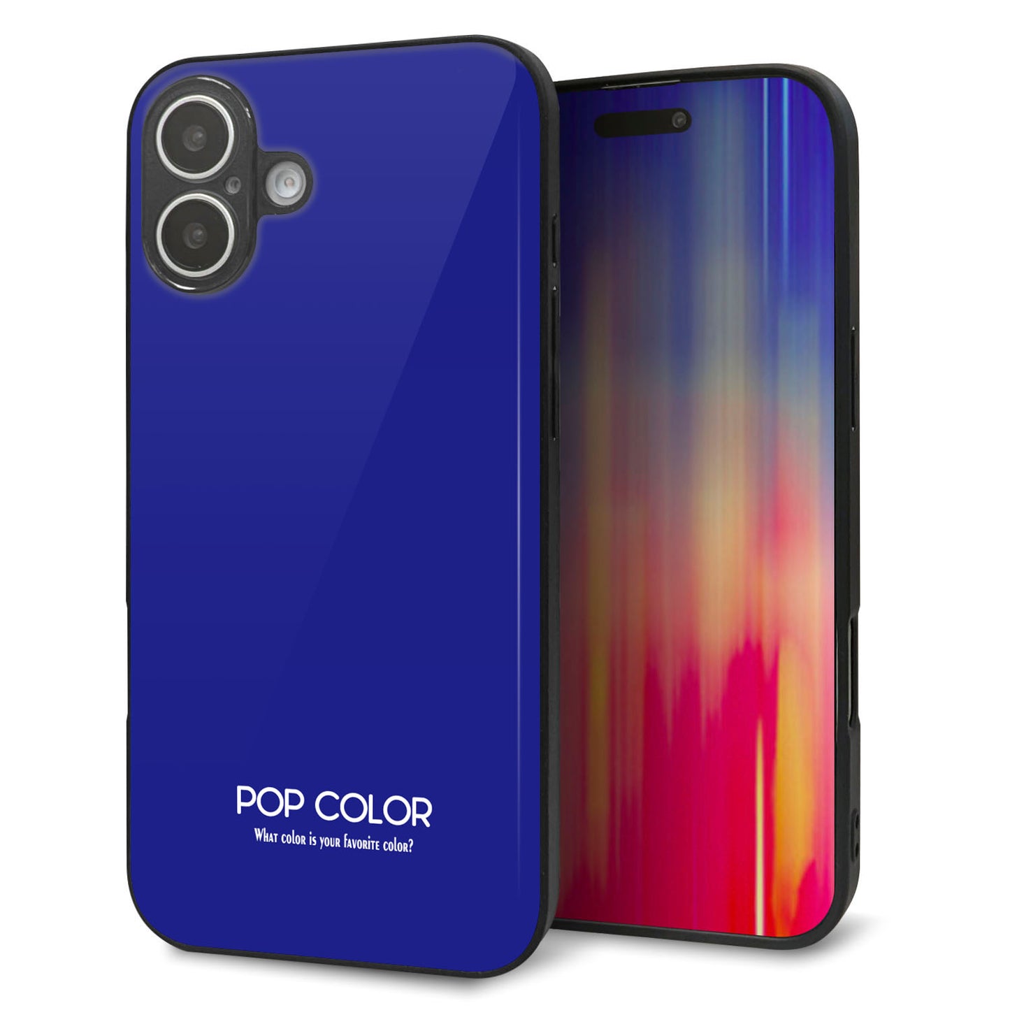 iPhone16 Plus 強化ガラス&TPUスマホケース ガラプリ【KM912 ポップカラー(ブルー)】