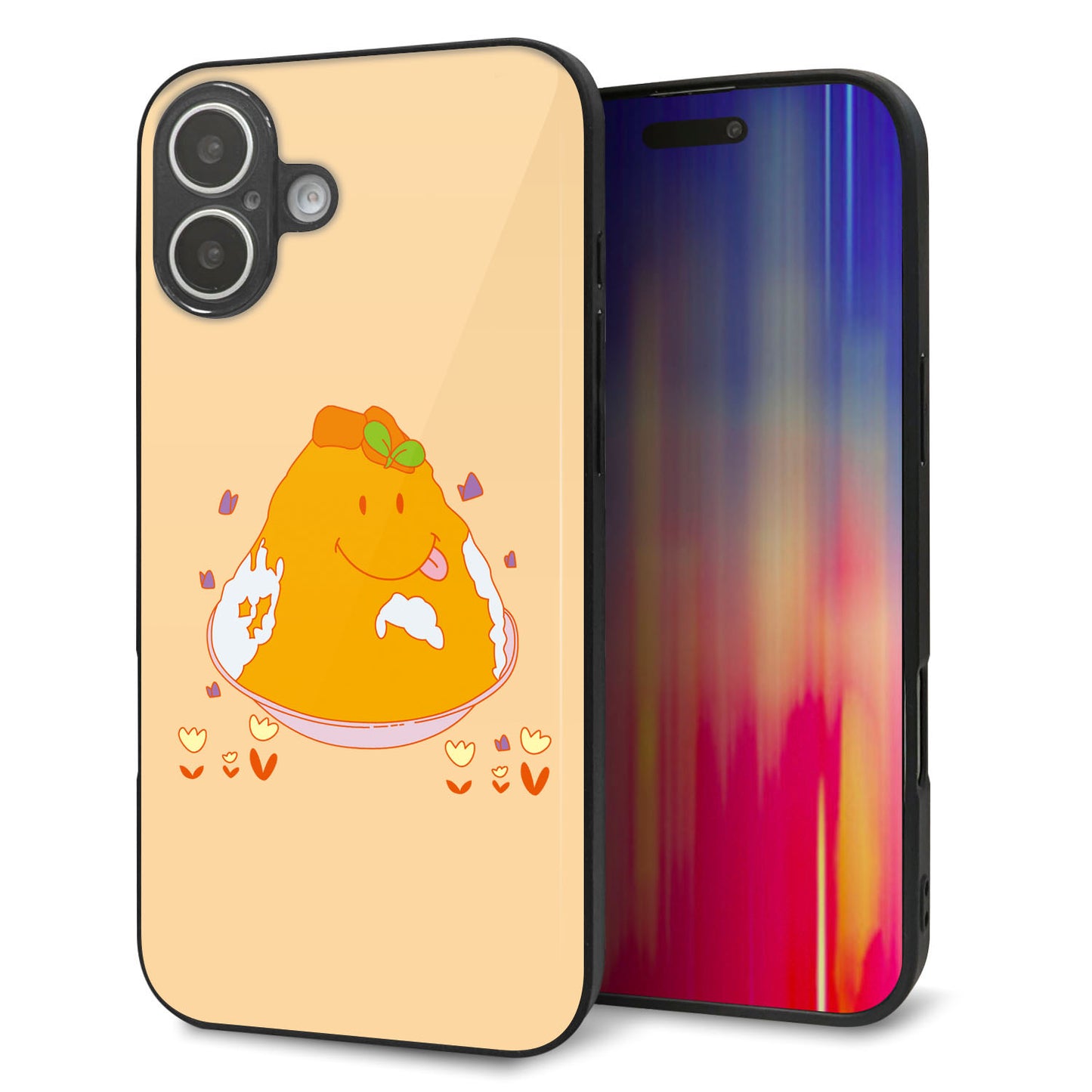 iPhone16 Plus 強化ガラス&TPUスマホケース ガラプリ【MA904 台湾風かき氷】